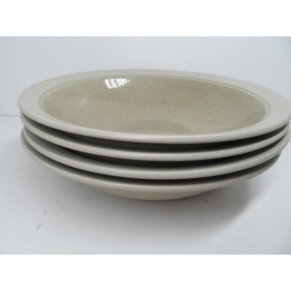 Mikasa Stone Craft CF-404 Sand Piper Set Of 4 Yellow/Green 8" Soup Bowls VGC - Picture 1 of 6